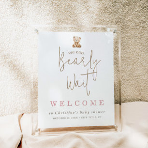 Minimalist Teddy Bear Baby Shower Welcome Poster