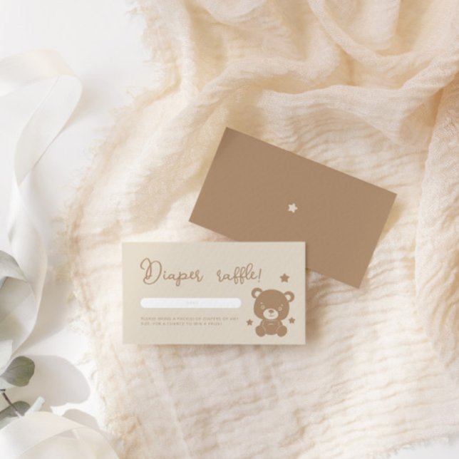 Minimalist Teddy Bear Diaper Raffle Baby Shower Enclosure Card (Creator Uploaded)