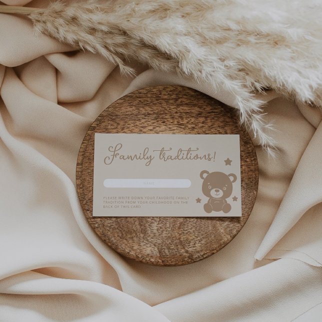 Minimalist Teddy Bear Family Tradition Baby Shower Enclosure Card (Creator Uploaded)