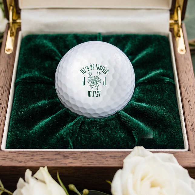Minimalist Tee'd Up Forever Monogram Wedding Golf Balls (Golf Wedding Favors)