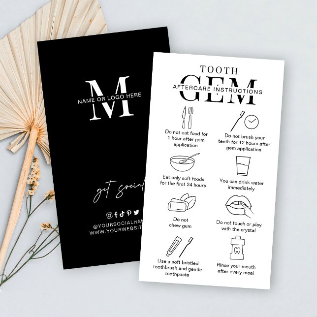 Minimalist Teeth Crystals Dental Aftercare Guide Business Card (Creator Uploaded)
