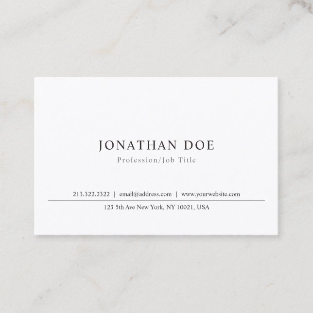 Minimalist Template Classic Professional Elegant Business Card (Front)