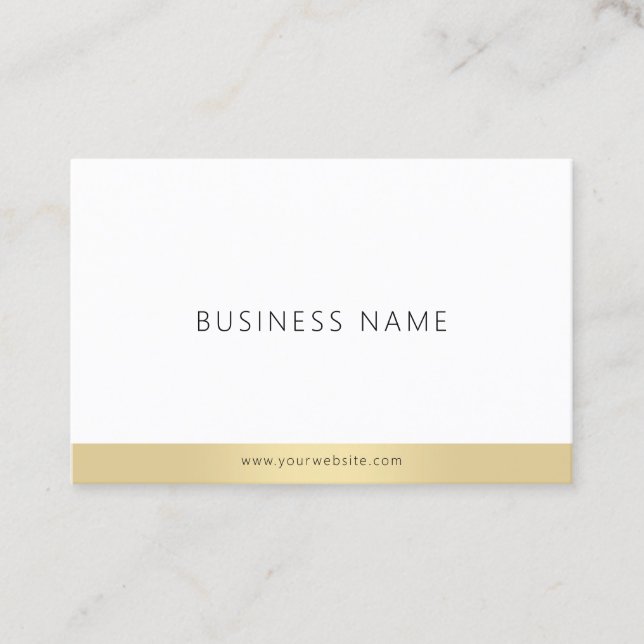 Minimalist Template Elegant Gold White Modern Top Business Card (Front)
