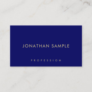 Minimalist Template Modern Elegant Navy Blue Gold Business Card