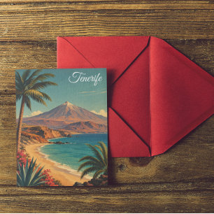 Minimalist Tenerife Mount Teide Vintage Travel Postcard