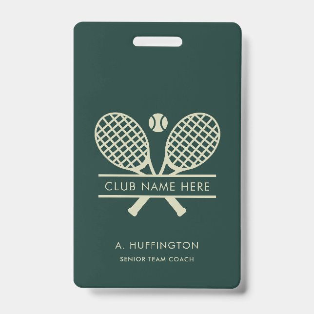 Minimalist Tennis Club Name Employee ID Custom Badge (Front)