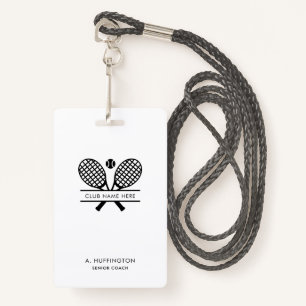 Minimalist Tennis Club Name Employee ID Custom ID Badge