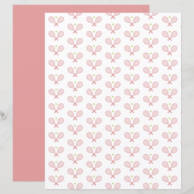 Minimalist Tennis Pattern Scrapbook Paper (Front/Back)