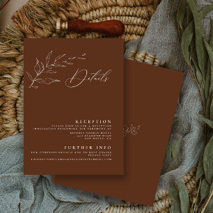 Minimalist Terra Cotta Calligraphy Floral Wedding Enclosure Card