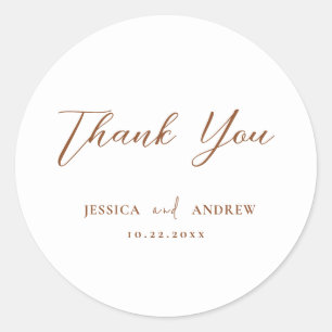 Minimalist Terra Cotta & White Simple Wedding Classic Round Sticker