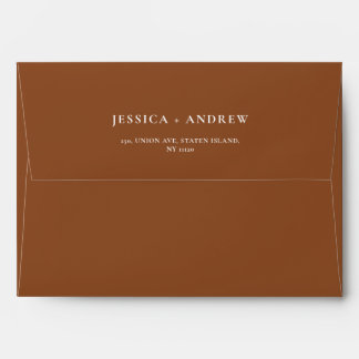 Minimalist Terra Cotta & White Simple Wedding Envelope