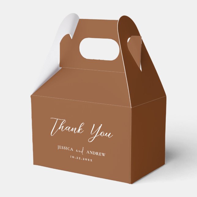 Minimalist Terra Cotta & White Simple Wedding Favour Box (Front Side)