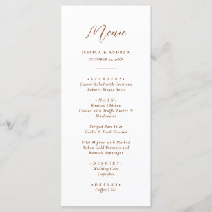 Minimalist Terra Cotta & White Simple Wedding Menu