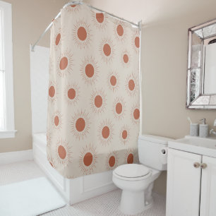 Minimalist Terracotta Abstract Boho sun pattern Shower Curtain
