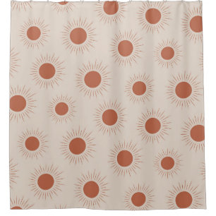 Minimalist Terracotta Abstract Boho sun pattern Shower Curtain
