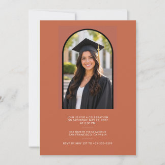 Minimalist Terracotta Arch Graduation Announcement