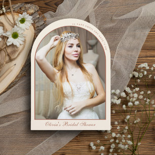 Minimalist Terracotta Arch Photo Bridal Shower Invitation