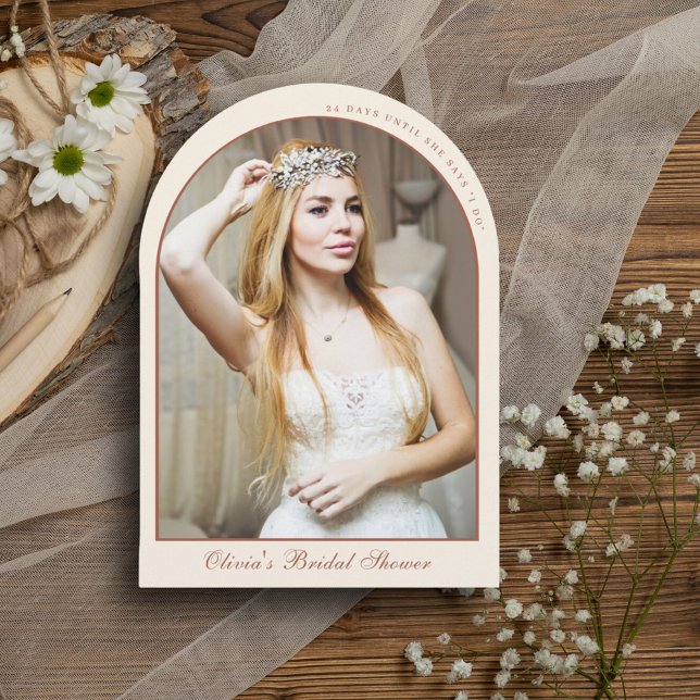 Minimalist Terracotta Arch Photo Bridal Shower Invitation (Creator Uploaded)