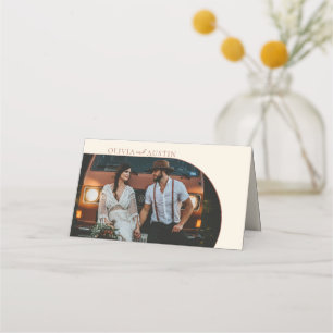 Minimalist Terracotta Arch Photo Wedding Guest  Place Card