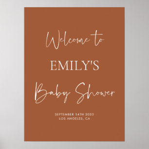 Minimalist Terracotta Baby Shower Welcome Sign