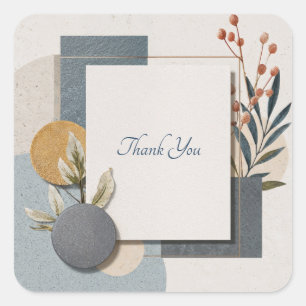 Minimalist Terracotta Blue Geometric Circle Square Sticker