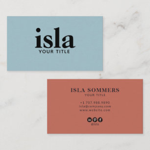 Minimalist Terracotta Blue Professional Typography Business Card