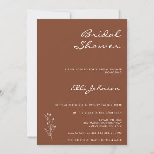 Minimalist Terracotta Bohemian Bridal Shower  Invitation