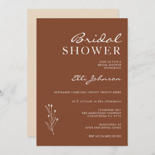 Minimalist Terracotta Bohemian Bridal Shower  Invitation