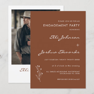 Minimalist Terracotta Bohemian Engagement  Invitation