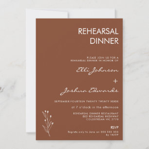 Minimalist Terracotta Bohemian Rehearsal Dinner  Invitation