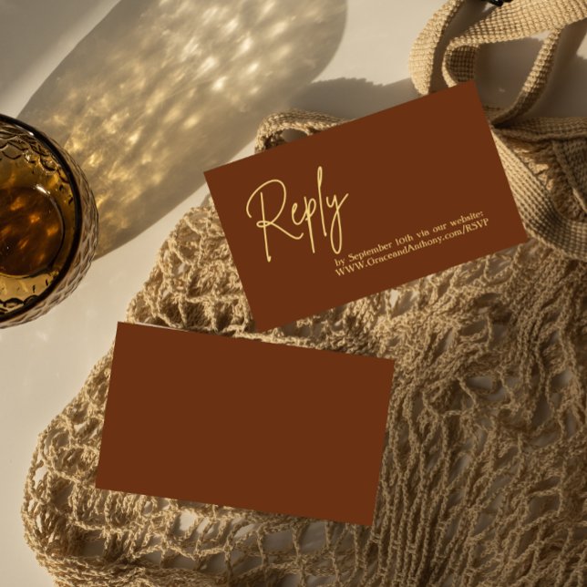 Minimalist Terracotta Bohemian Save the Date RSVP  Enclosure Card (Creator Uploaded)