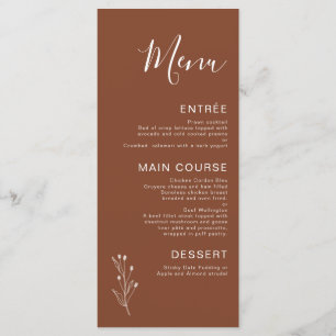 Minimalist Terracotta Bohemian Wedding Menu