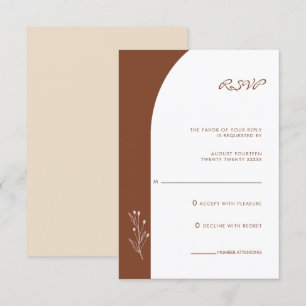 Minimalist Terracotta Bohemian Wedding RSVP Card