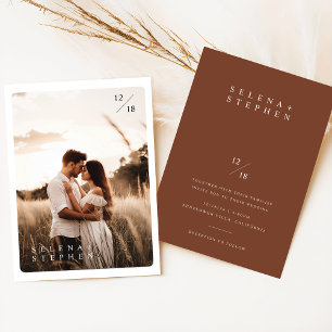 Minimalist Terracotta Boho Photo Wedding Invitation