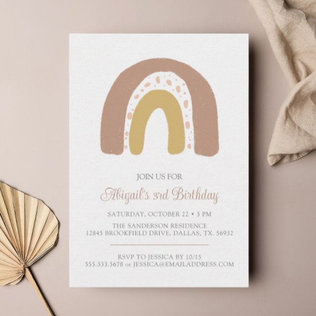 Minimalist Terracotta Boho Rainbow Birthday Party Invitation (Creator Uploaded)