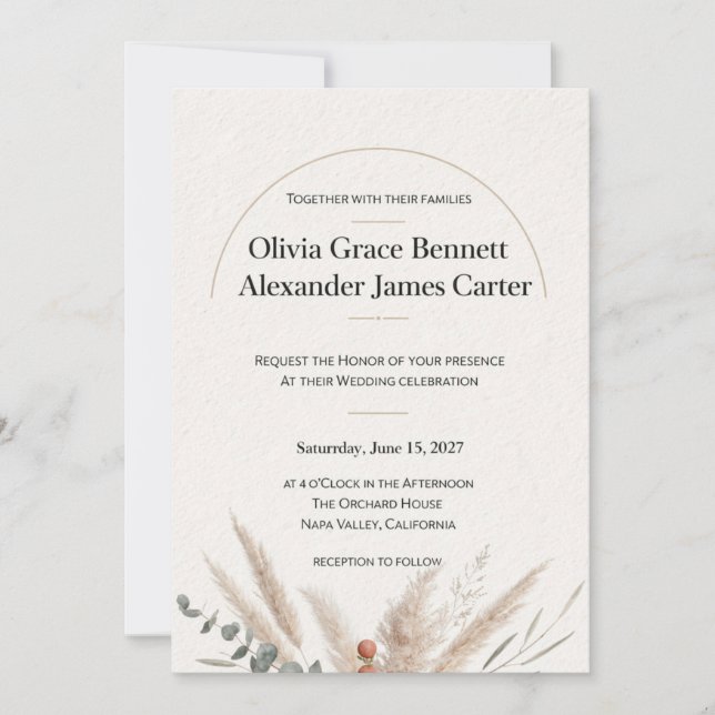 Minimalist Terracotta Botanical Wedding Invitation (Front)