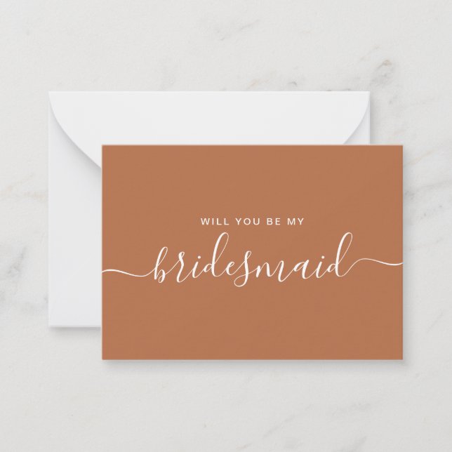 Minimalist Terracotta Bridesmaid Proposal Card (Front)