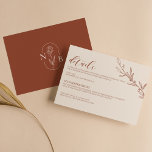 Minimalist Terracotta Burnt Orange Boho Wedding Enclosure Card<br><div class="desc">Minimalist Terracotta Burnt Orange Boho Wedding Enclosure Card. Monogram at the back.</div>