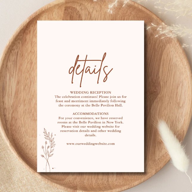 Minimalist Terracotta Burnt Orange Boho Wedding Enclosure Card (Creator Uploaded)