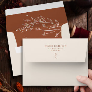Minimalist Terracotta Burnt Orange Boho Wedding Envelope