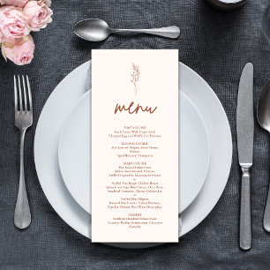 Minimalist Terracotta Burnt Orange Boho Wedding Menu
