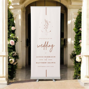 Minimalist Terracotta Burnt Orange Boho Wedding Retractable Banner