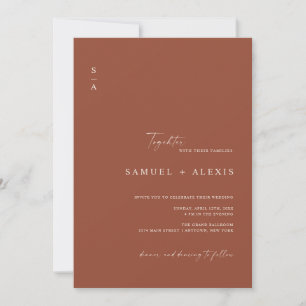 Minimalist Terracotta Burnt Orange QR Code Wedding Invitation