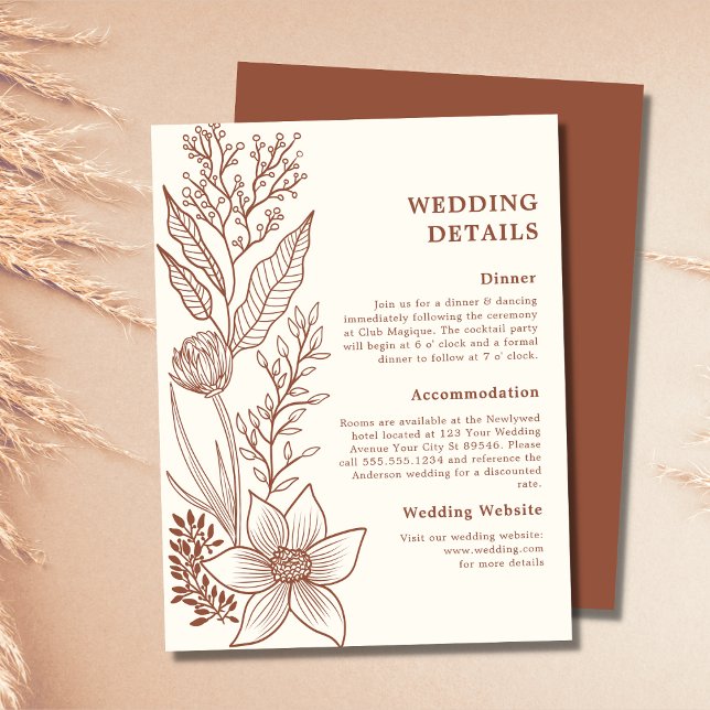 Minimalist Terracotta Burnt Orange Wedding Details Enclosure Card (Creator Uploaded)