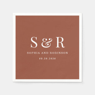Minimalist Terracotta Burnt Orange Wedding Napkin