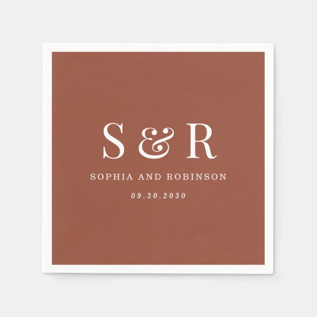 Minimalist Terracotta Burnt Orange Wedding Napkin (Front)