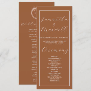 Minimalist terracotta Burnt Wedding Program