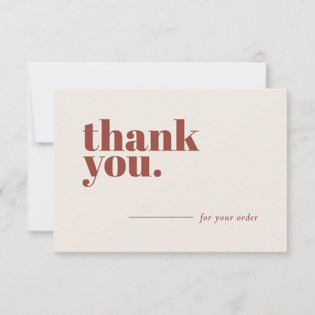 Minimalist Terracotta Business Stationery Customer Thank You Card (Front)
