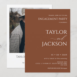 Minimalist Terracotta Calligraphy Engagement Party Invitation