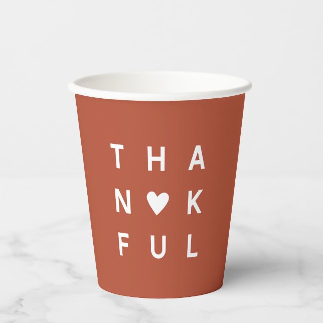 Minimalist Terracotta Copper Thanksgiving Holiday Paper Cups (Front)